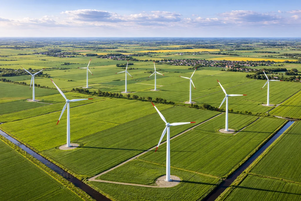 Windkraftanlage in der Landschaft